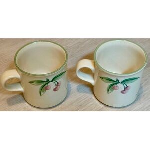 Pfaltzgraff Garden Party Coffee Mugs Set of 2 Tulip Cherry Stoneware